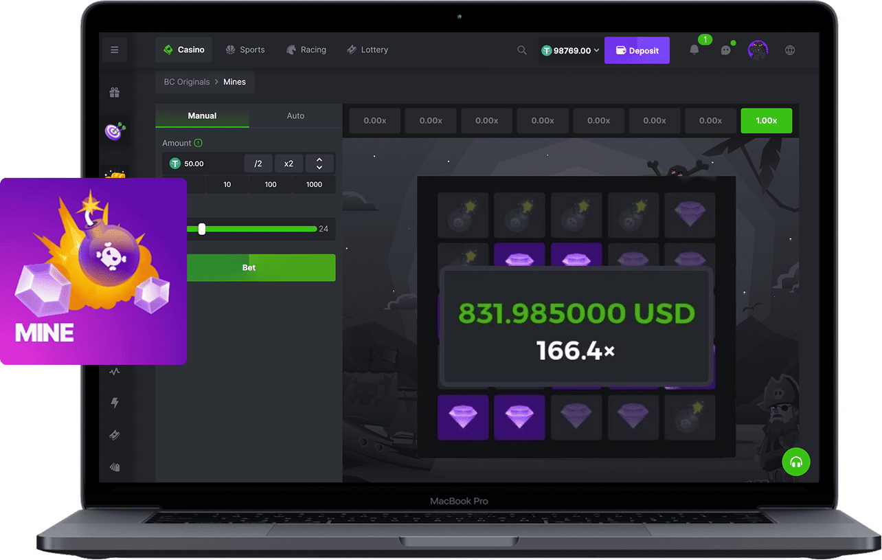 BC Game Mines — jogo estilo campo minado com estrelas e bombas